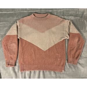 Sovereign Code Kids Size 10 Sima Chenille Sweater Peach Chevron SVRN Cozy Soft